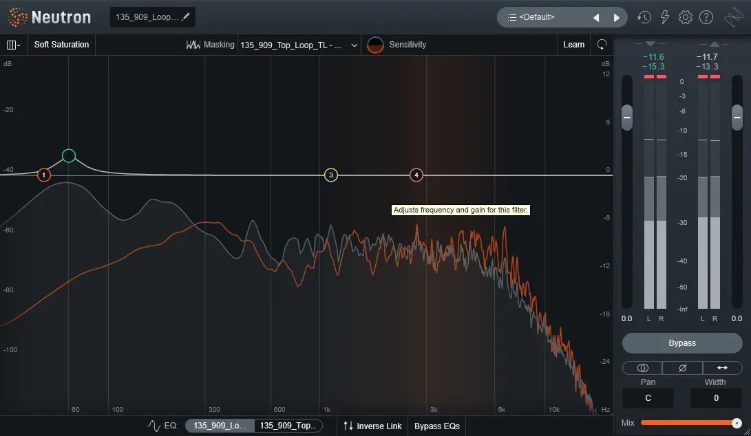 iZotope Neutron 4 EQ masking interface