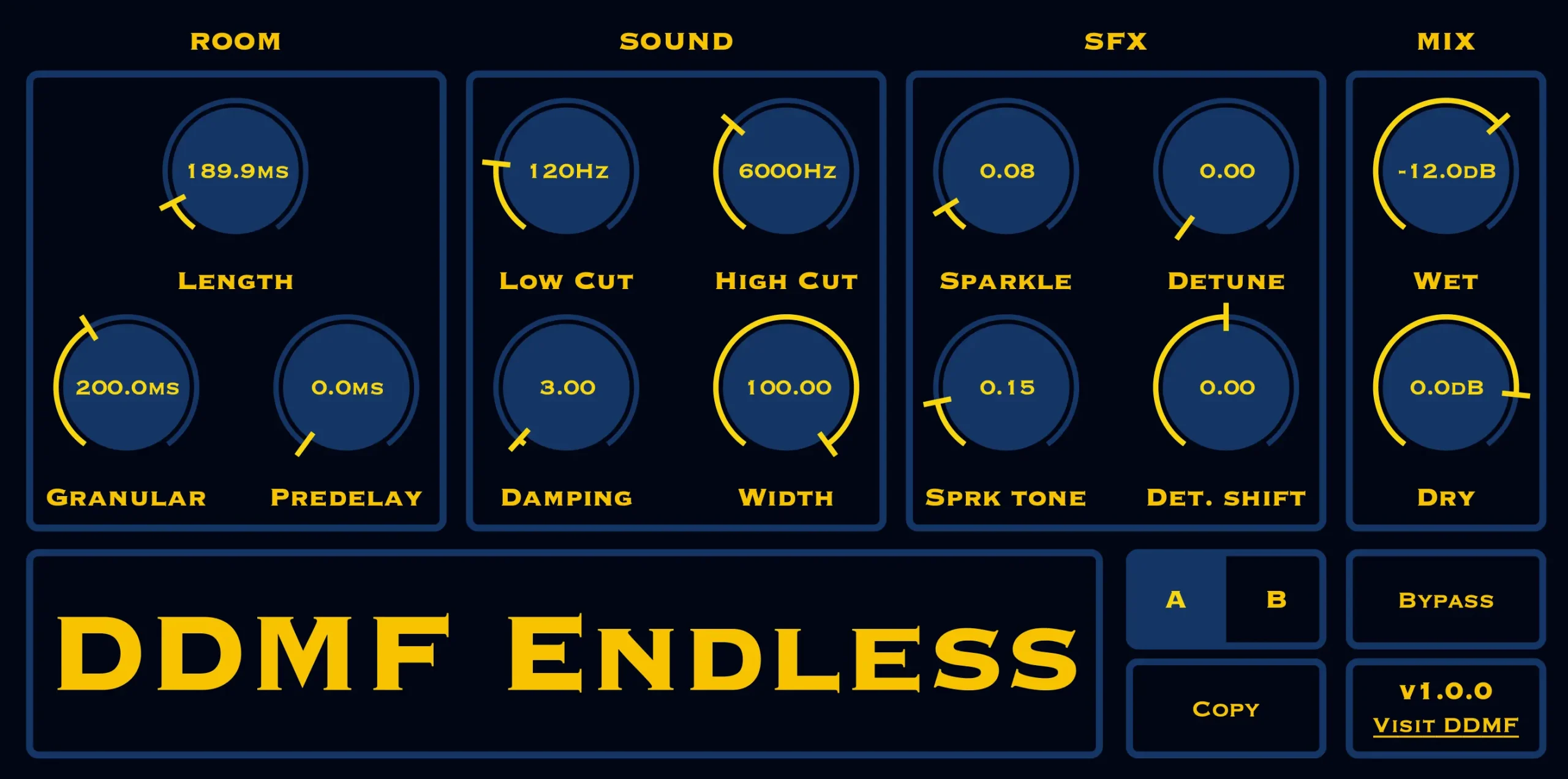 5 FREE audioplugins from DDMF - Fine Audio Software 1 DDMF Endless Reverb Plugin interface