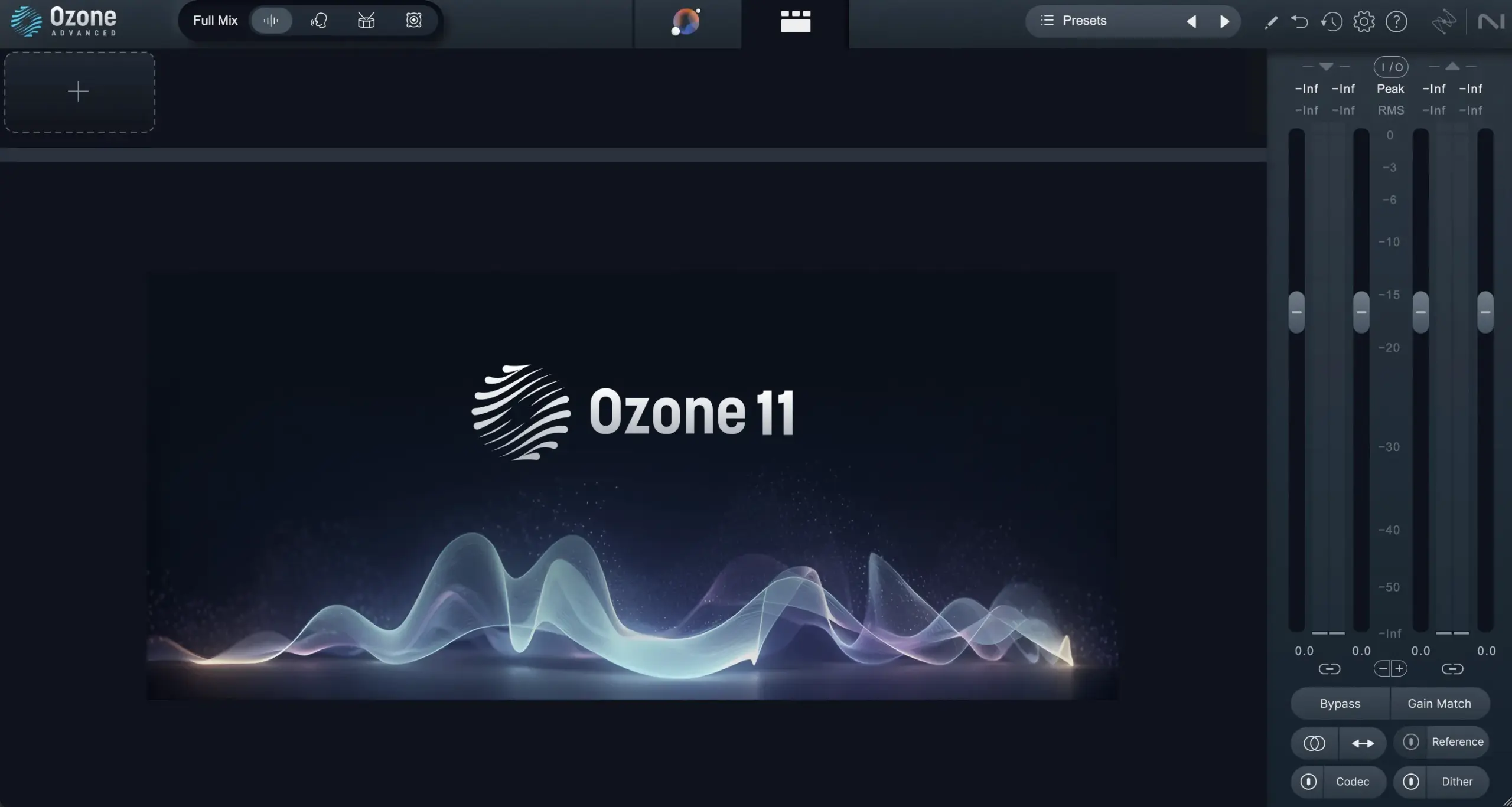 Izotope Ozone 11 start interface
