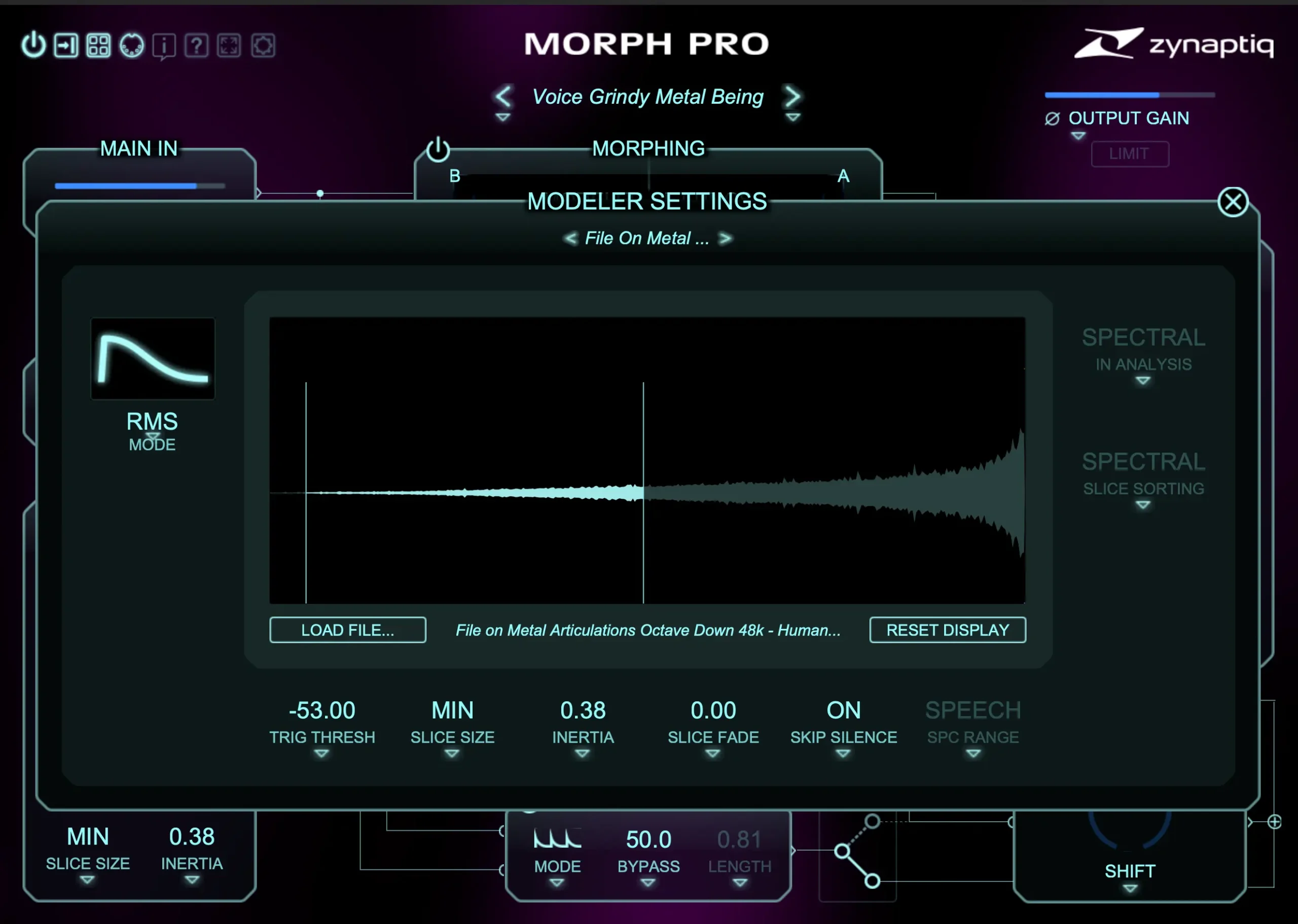 Zynaptiq Morph 3 Pro Revealed: Your gateway to a Sonic Exploration 2 Zynaptig Morph 3 Modeler settings Interface