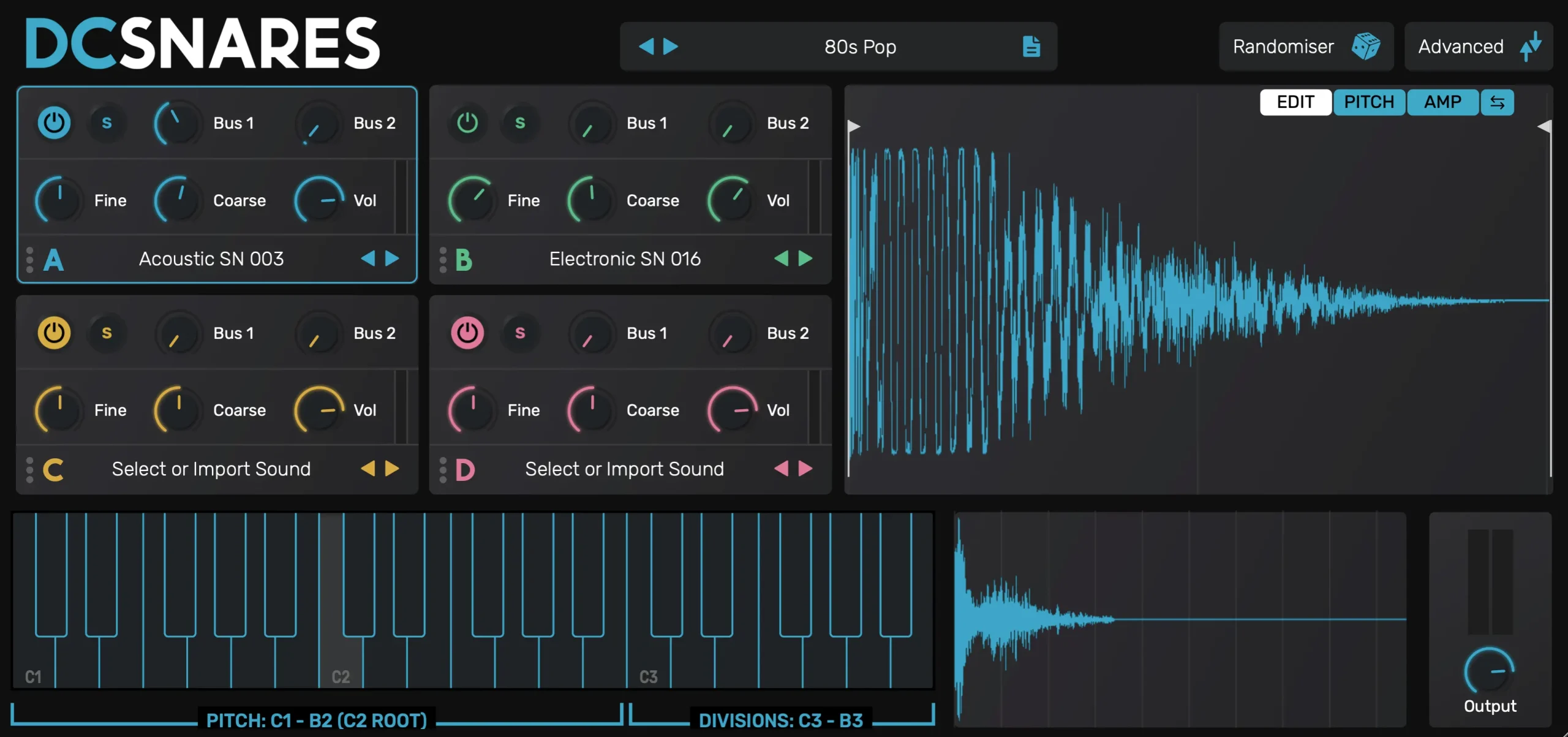 DC snares from Plugin Boutique brings a ton of snares to your Beat production 1 DCSnares Interface