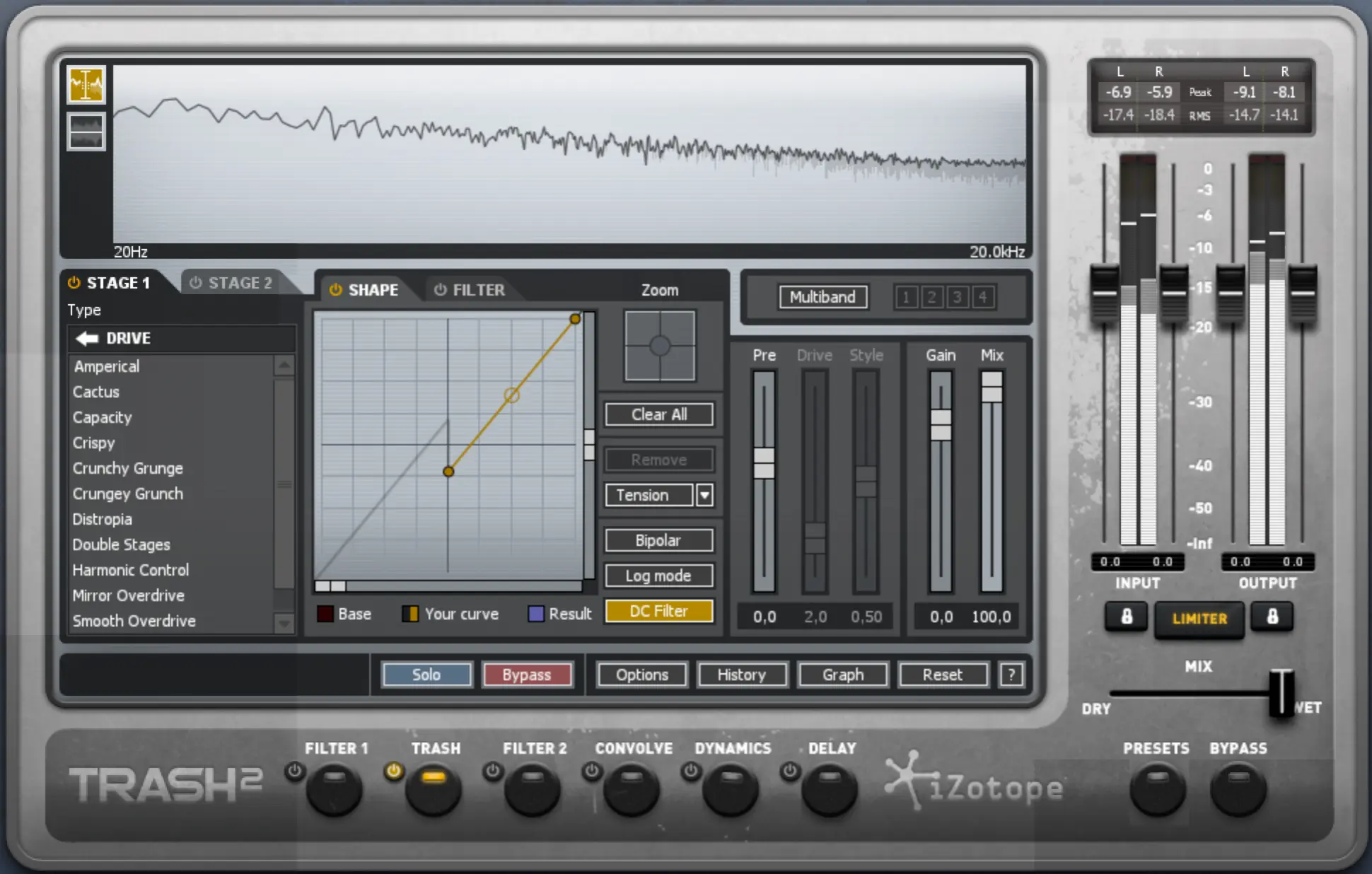 iZotope Trash : The Ultimate in Distortion Software 2 iZotope Trash 2 Interface